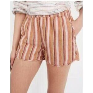 Madewell Linen/Cotton Rainbow Stripe Jogger Retro Shorts Womens size Extra Small